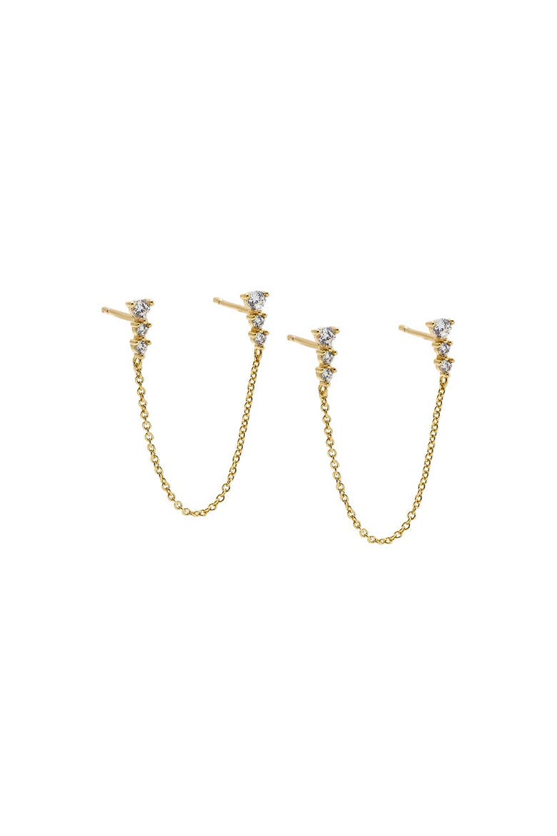 CZ 3 Prong Draped Chain Stud Earring, Main, color, Gold