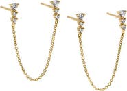 BY ADINA EDEN CZ 3 Prong Draped Chain Stud Earring