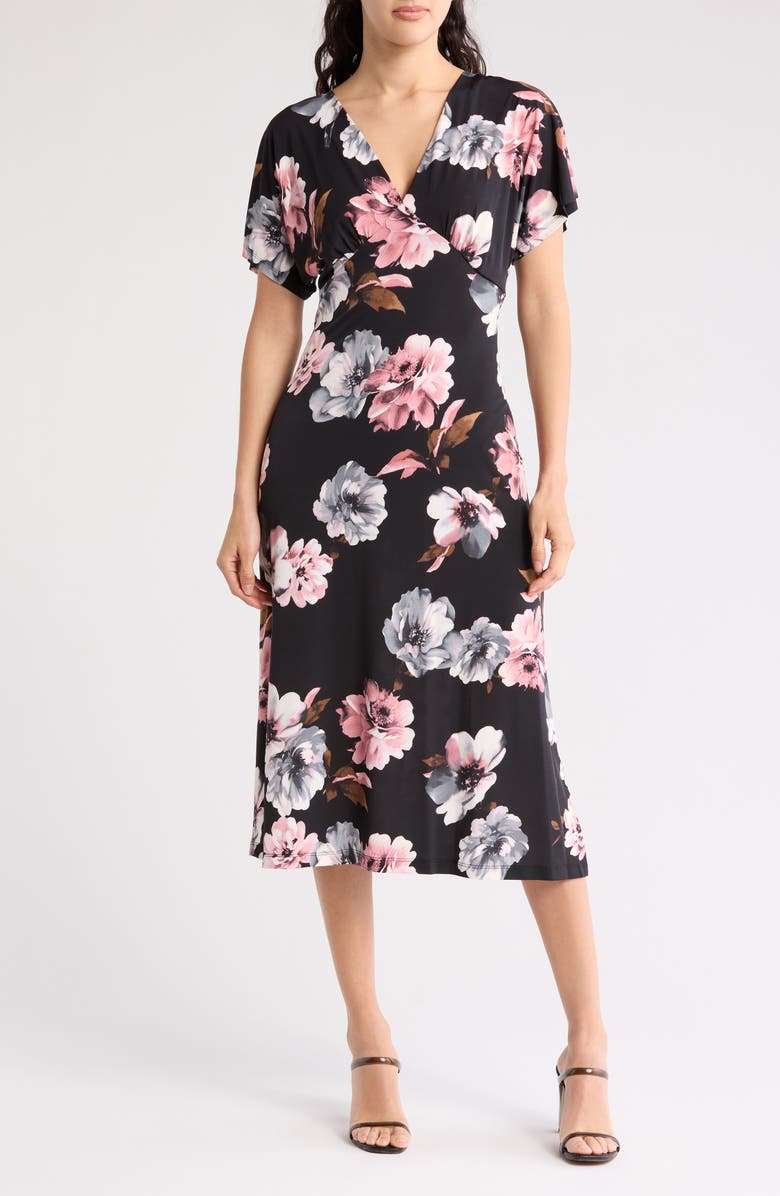 Connected Apparel Floral Midi Dress, Main, color, 