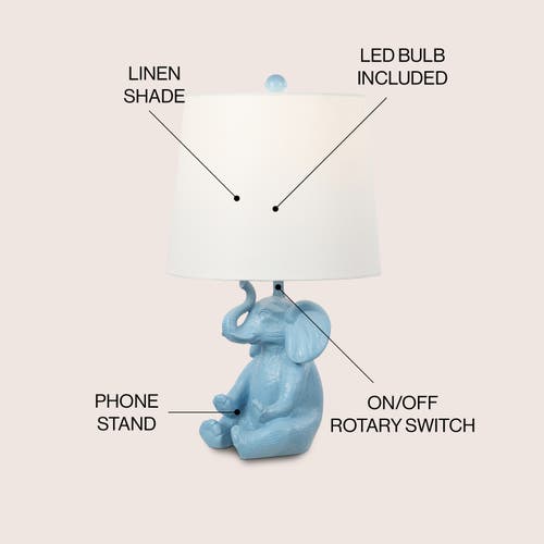 Jonathan Y Kairi Modern Shabby Chic Resin/iron Happy Elephant Led Kids' Table Lamp With Phone Stand In Blue