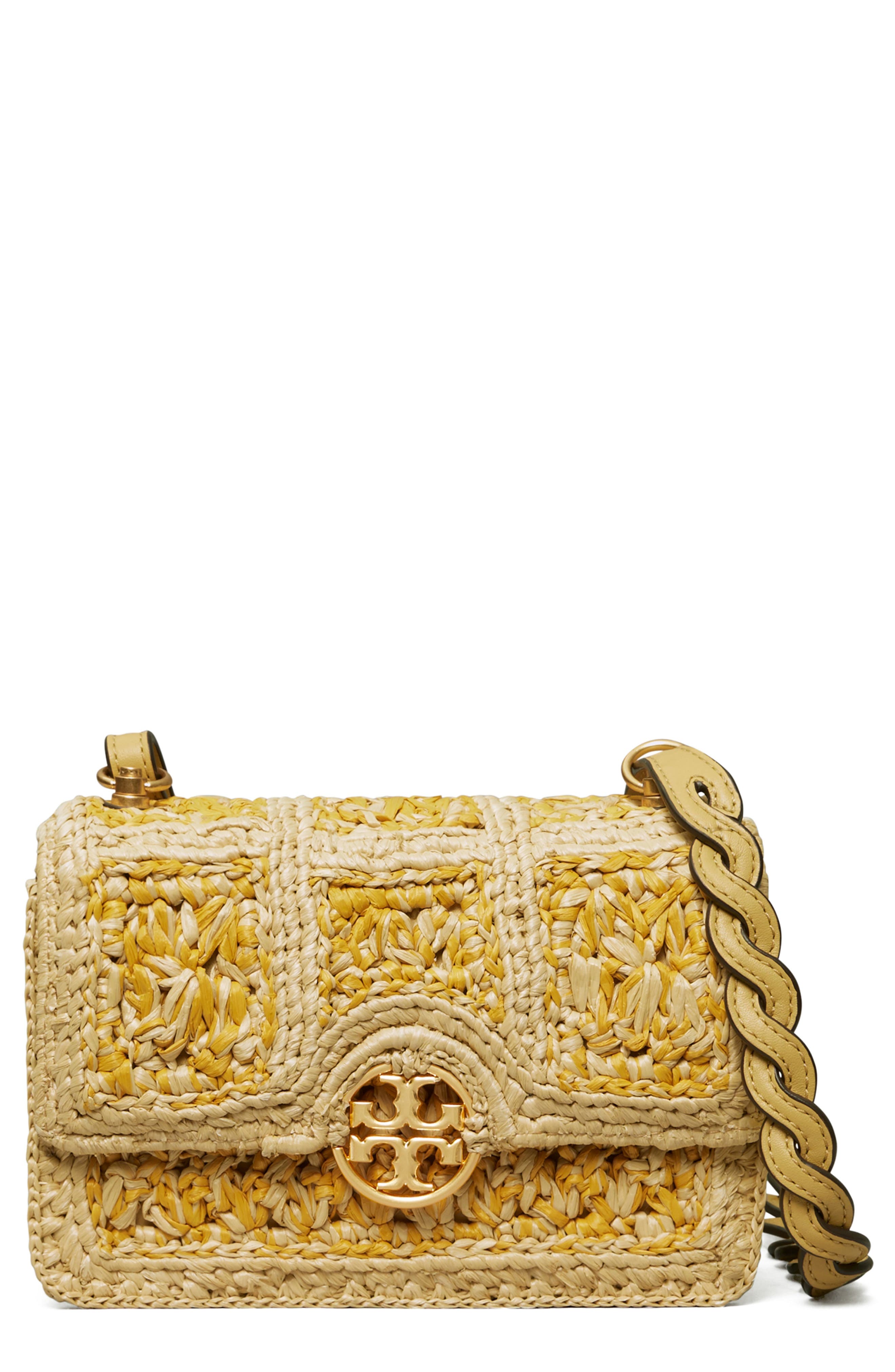 Tory Burch Mini Miller Raffia Shoulder Bag, Main, color, 