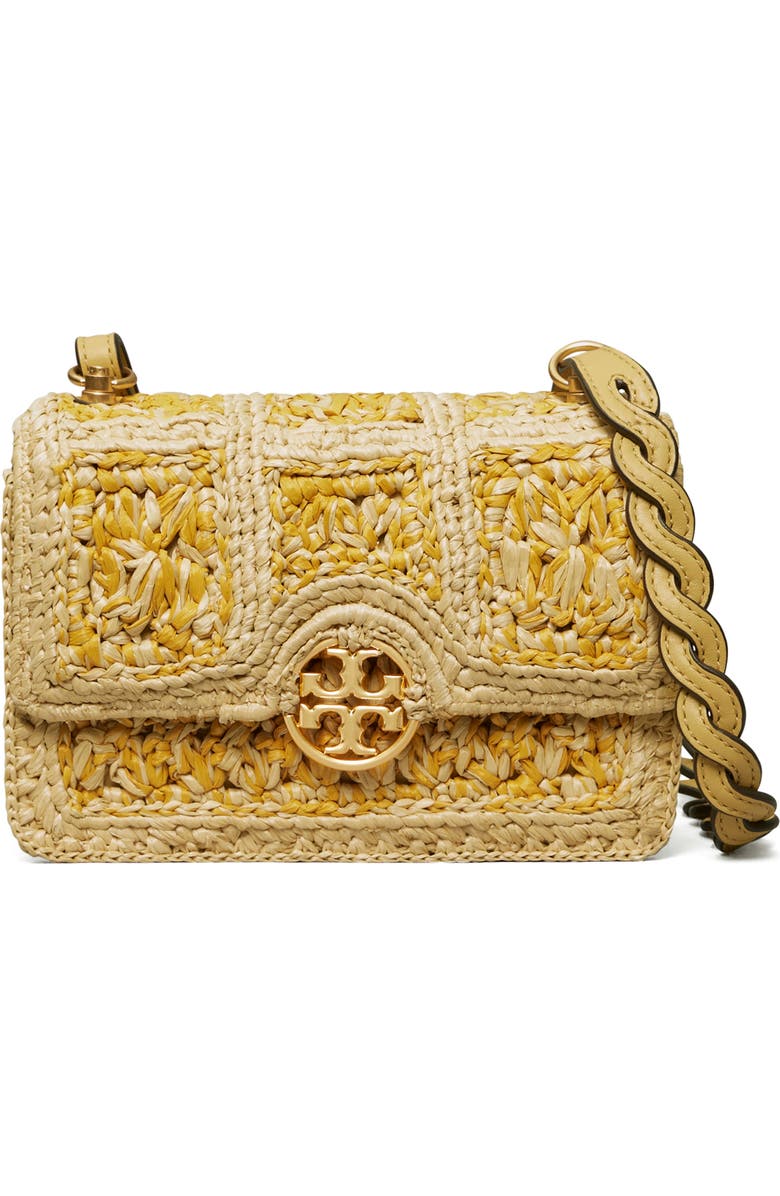 Tory Burch Mini Miller Raffia Shoulder Bag, Main, color,