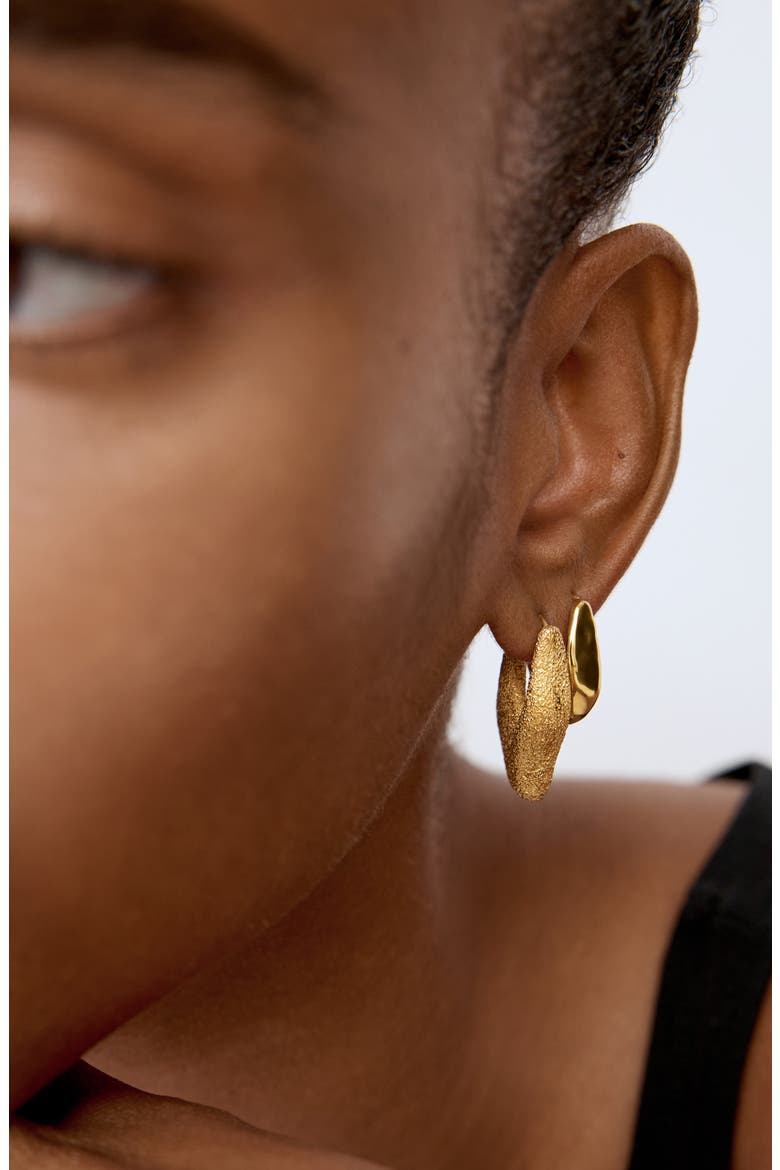 Medium Antica Texture Hoop Earrings, Alternate, color, 18CT GOLD VERMEIL