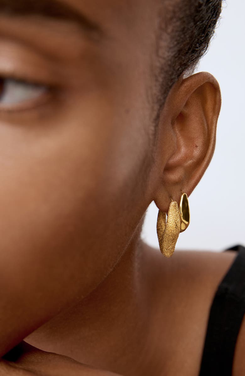 Monica Vinader Medium Antica Texture Hoop Earrings, Alternate, color, 18Ct Gold Vermeil