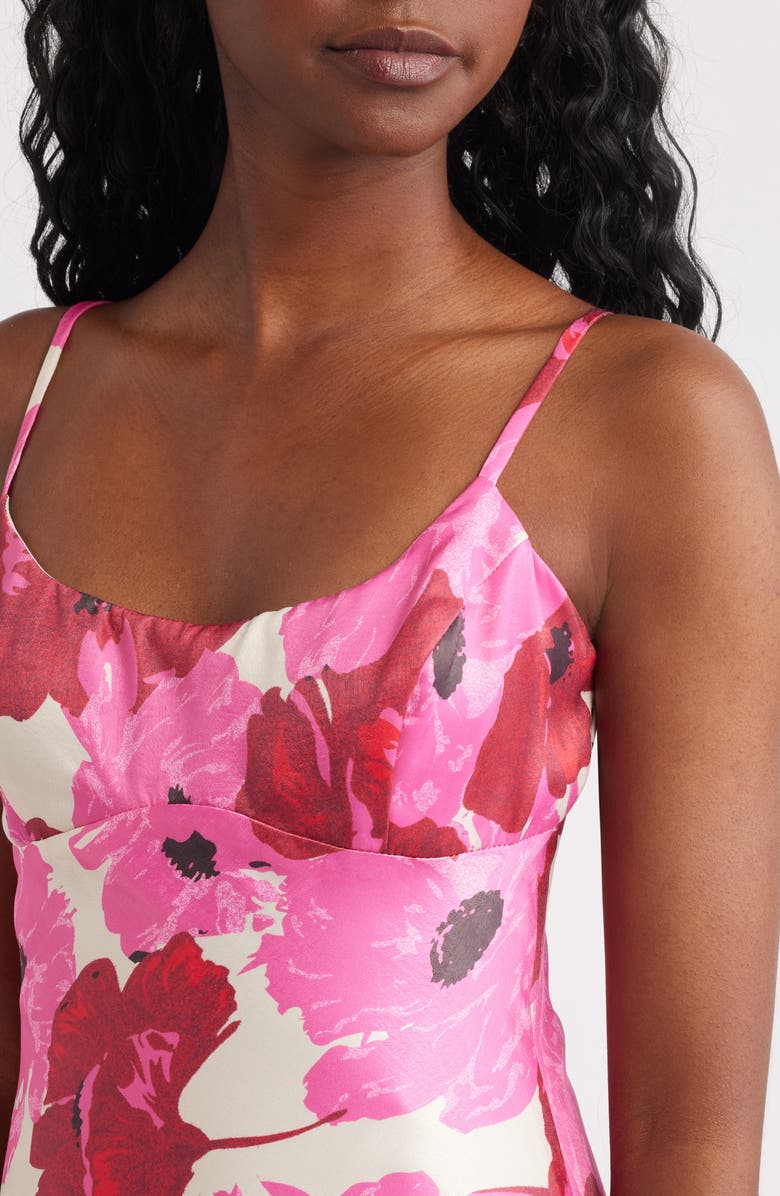 Lulus Faye Floral Print Slipdress, Alternate, color, Fuchsia Floral