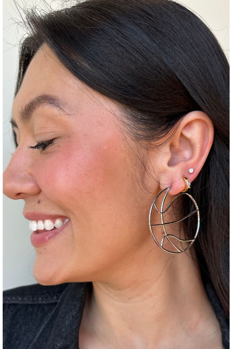 Basketball Hoops Earrings, Alternate, color, Silver