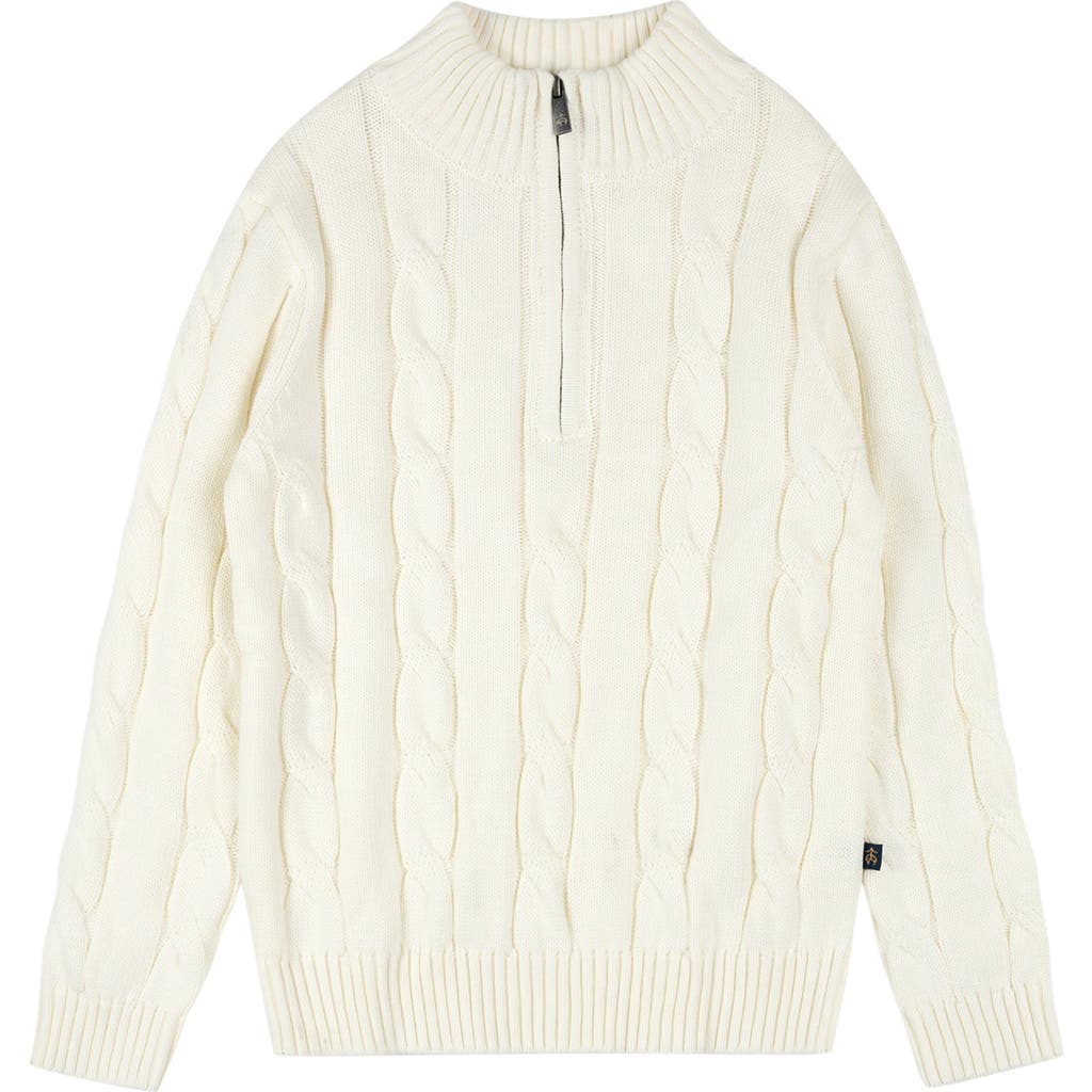 Brooks Brothers Kids' Cable Stitch Quarter Zip Pullover In White