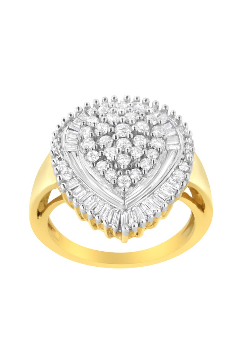10K Yellow Gold 1.0 Cttw Diamond Oval Shaped Cluster Ring, Alternate, color, Yellow Gold