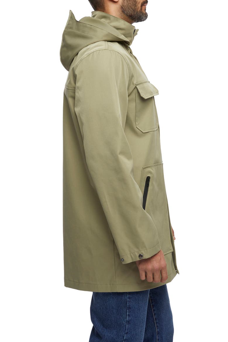 Tech Water Resistant Raincoat, Alternate, color, OLIVE RUST
