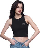 STARTER Women's Starter  Black Las Vegas Raiders Show Up Cropped Tank Top