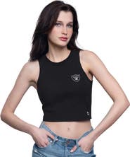 STARTER Women's Starter Black Las Vegas Raiders Show Up Cropped Tank Top