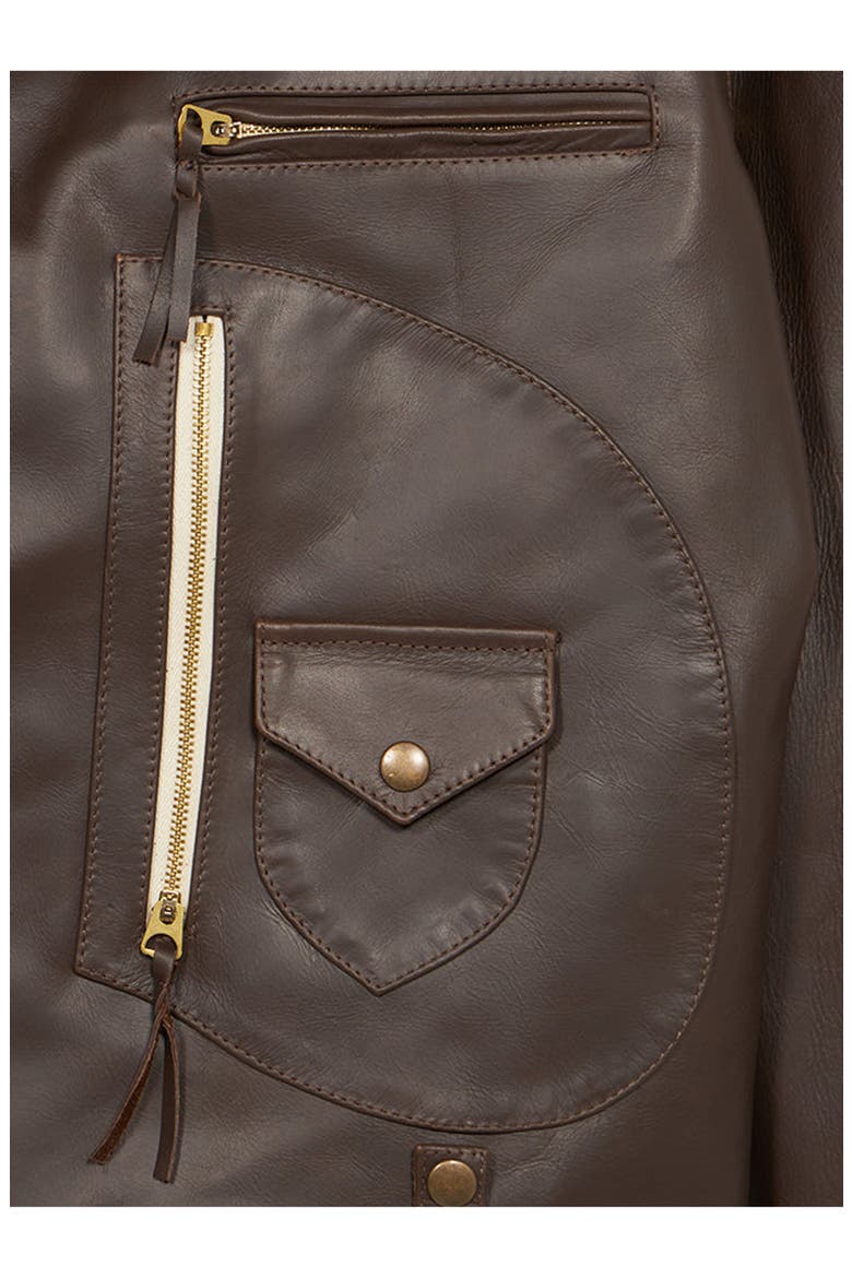Biker Leather Jacket, Alternate, color, Brown