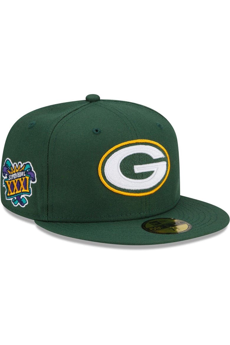 Men's New Era Green Green Bay Packers Patch Up Super Bowl XXXI 59FIFTY Fitted Hat, Alternate, color, Green