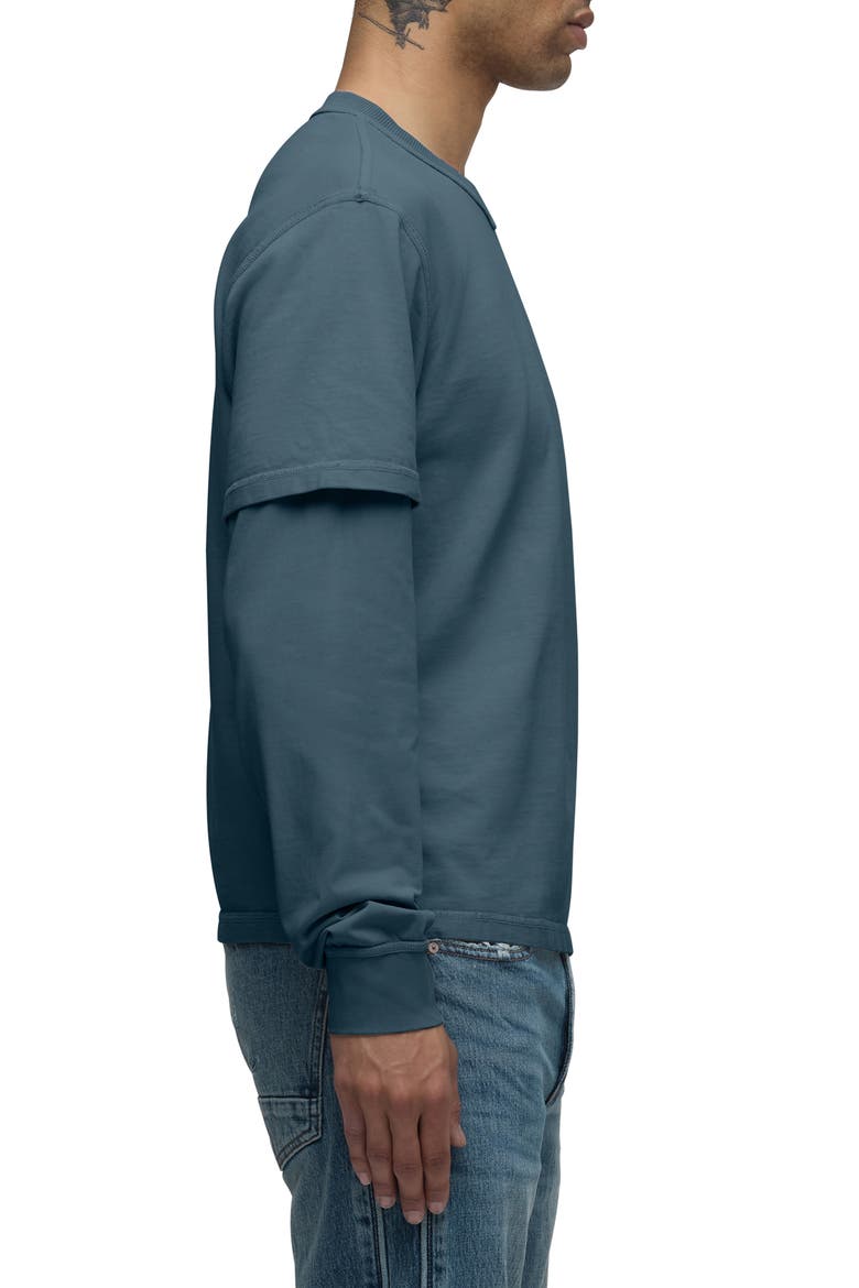 Hybrid Layered Long Sleeve Cotton T-Shirt, Alternate, color, METEOR