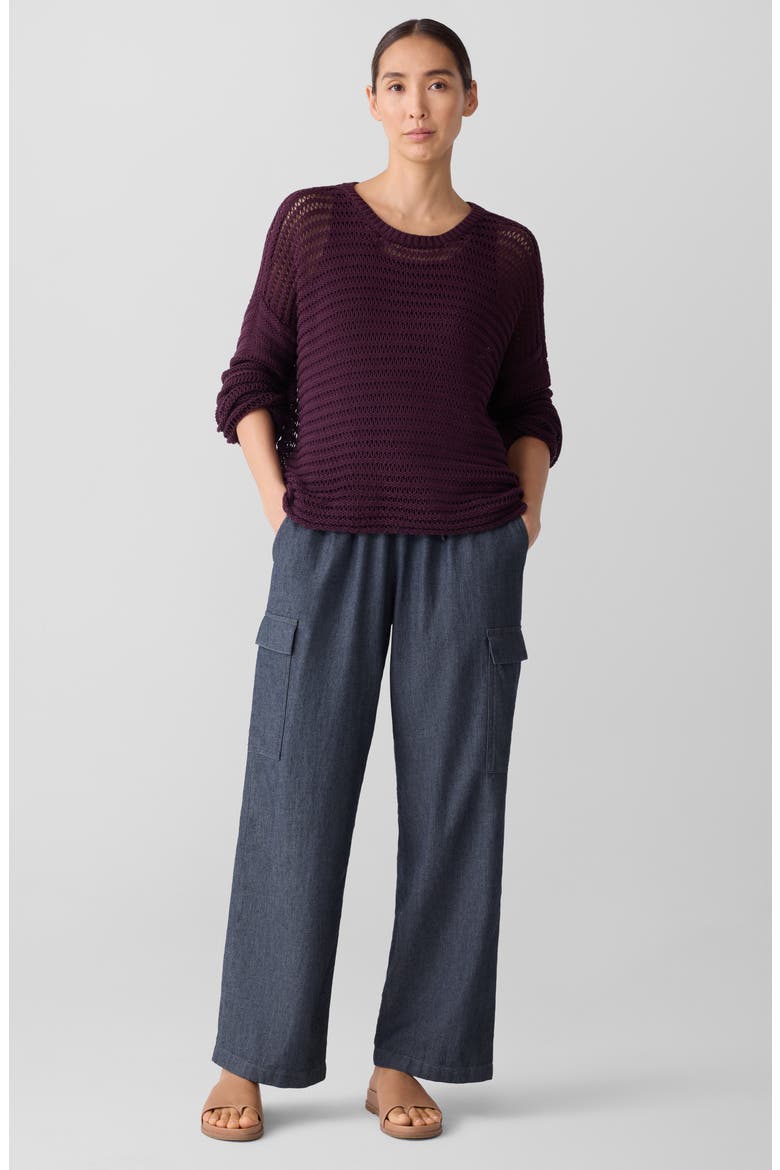 Crewneck Oversize Organic Cotton Sweater, Alternate, color, BLACKBERRY
