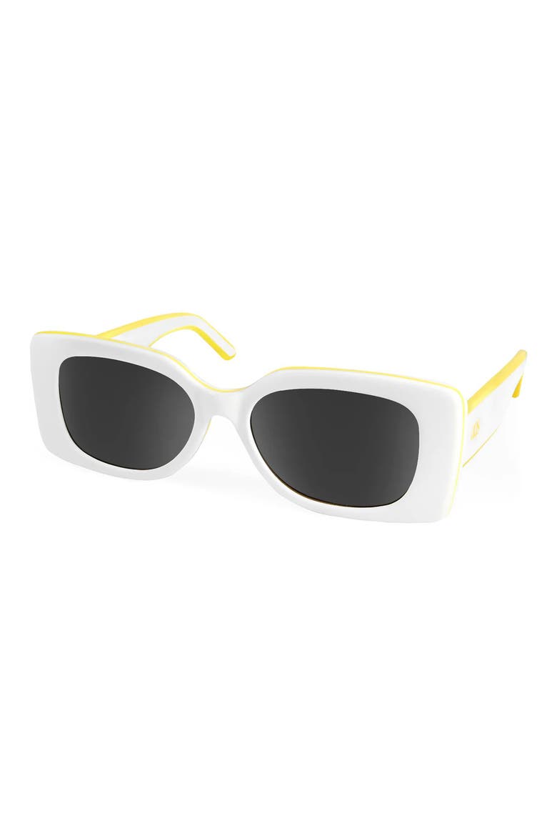 Essie Polarized Rectangle Sunglasses, Alternate, color, WHITE/ YELLOW