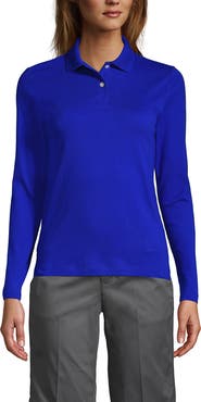 Lands' End School Uniform  Long Sleeve Feminine Fit Interlock Polo Shirt
