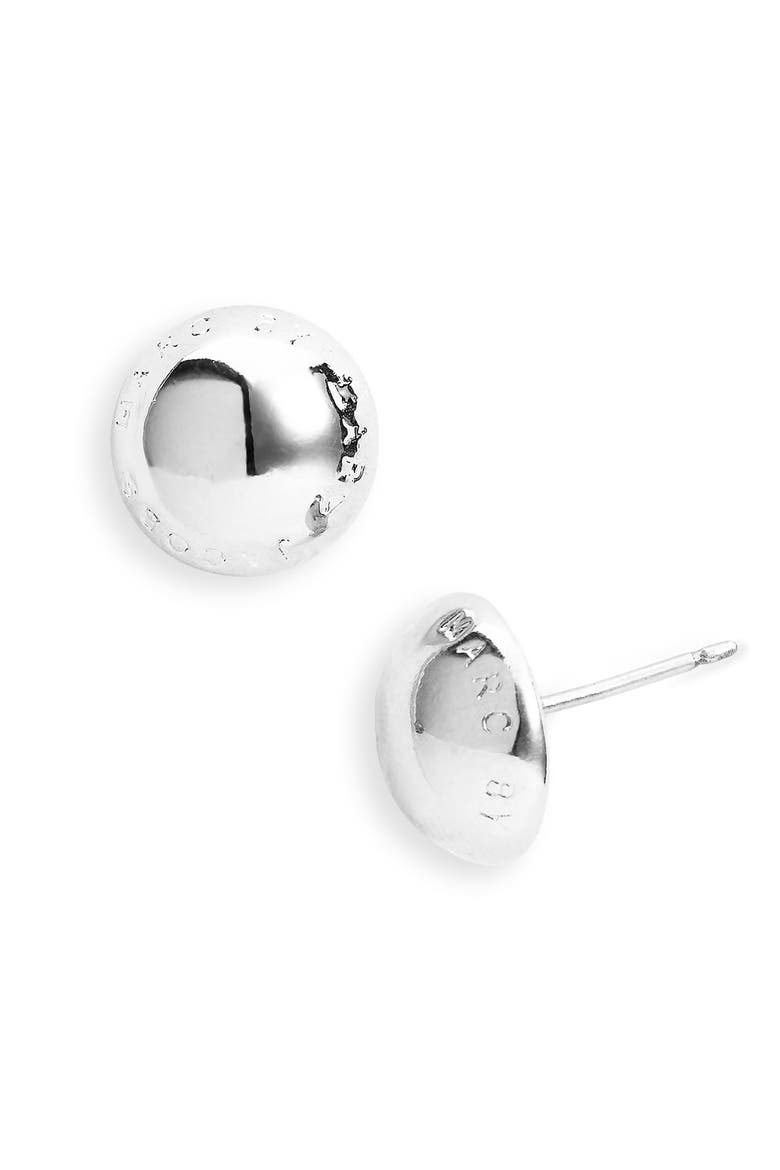 'Classic Marc' Logo Earrings, Main, color, SILVER