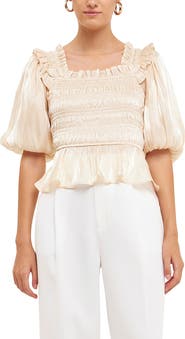 Endless Rose Sheen Smocked Blouse