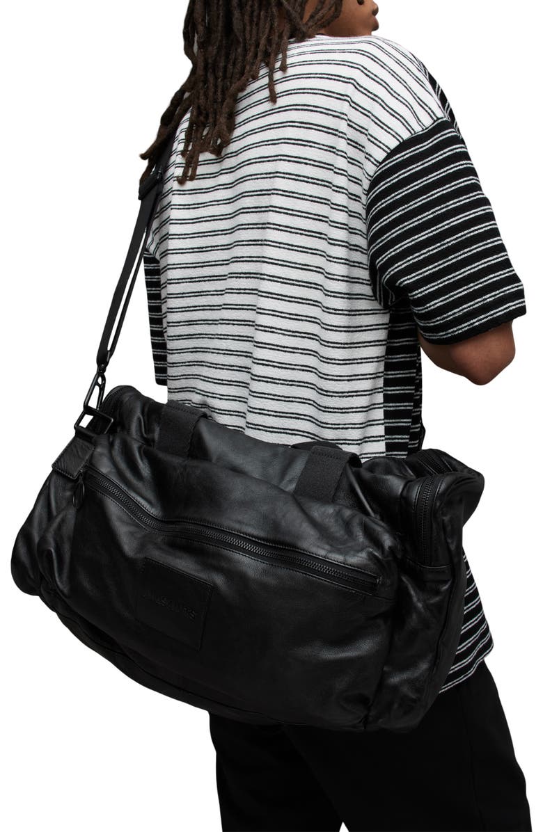 AllSaints Soma Holdall Leather Travel Duffle Bag, Alternate, color,