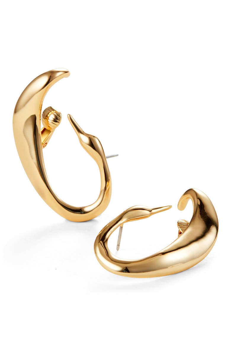 Egret Climber Earrings, Main, color, HIGH POLISH GOLD