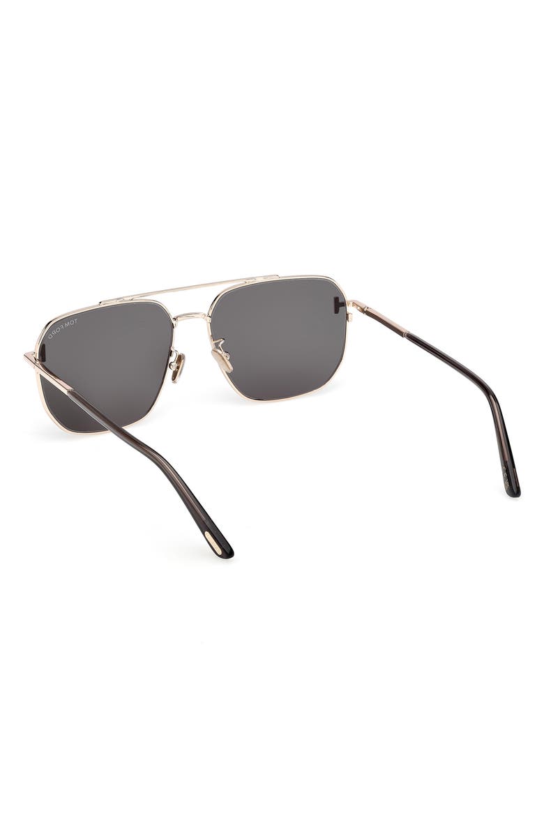 TOM FORD 61mm Navigator Sunglasses, Alternate, color, Rose Gold Transp Grey / Green