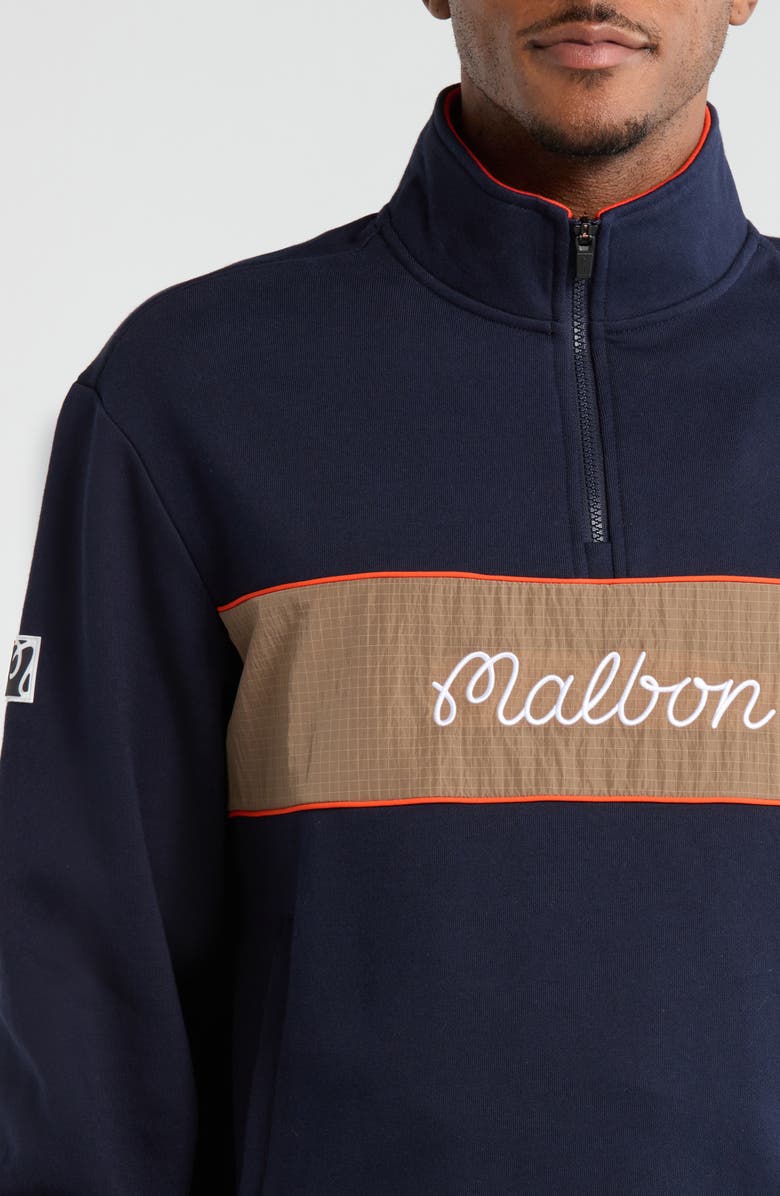 Malbon Golf Torrey Pines Quarter Zip Sweatshirt, Alternate, color, Baritone Blue