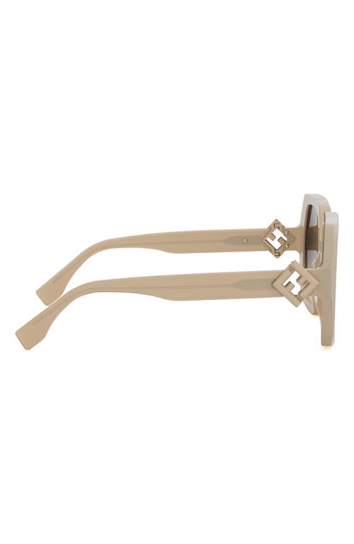 Fendi Eyewear Geometric Frame Sunglasses In Shiny Beige/gradient Brown
