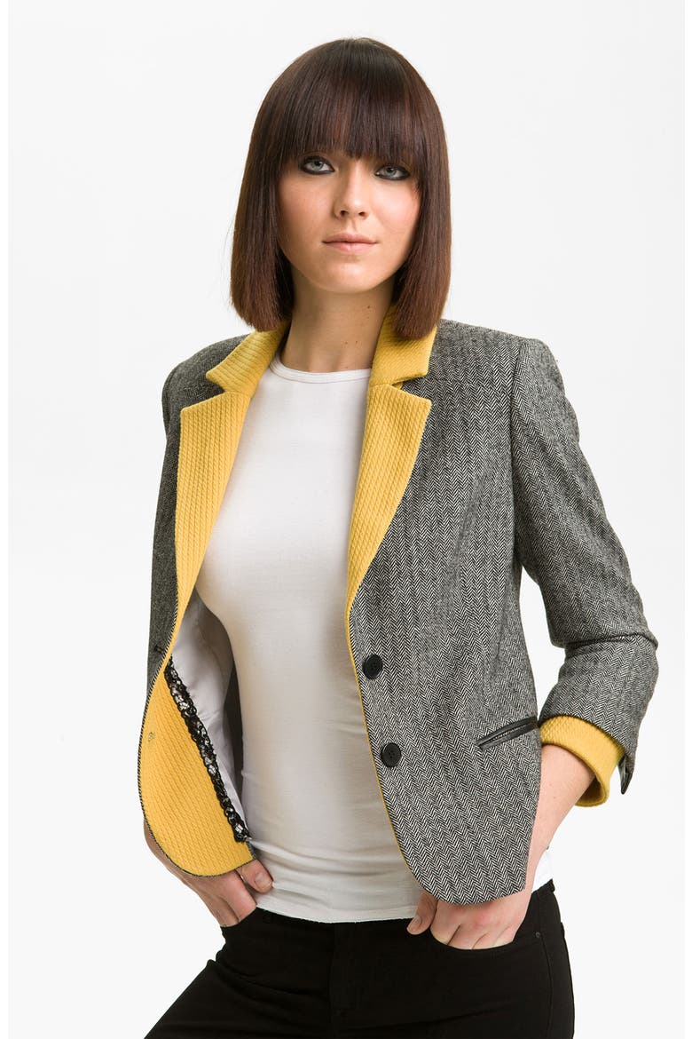 Houndstooth Blazer, Alternate, color, BLACK/ WHITE