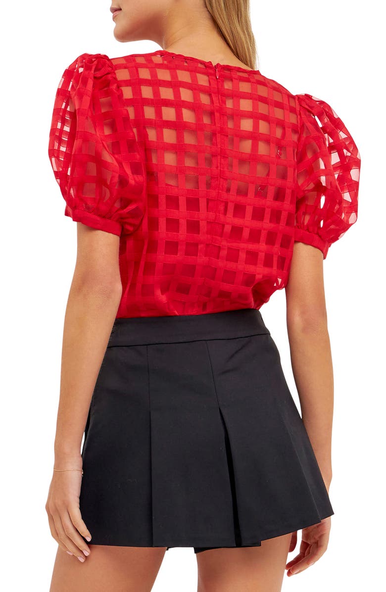 English Factory Windowpane Sheer Top, Alternate, color, Red