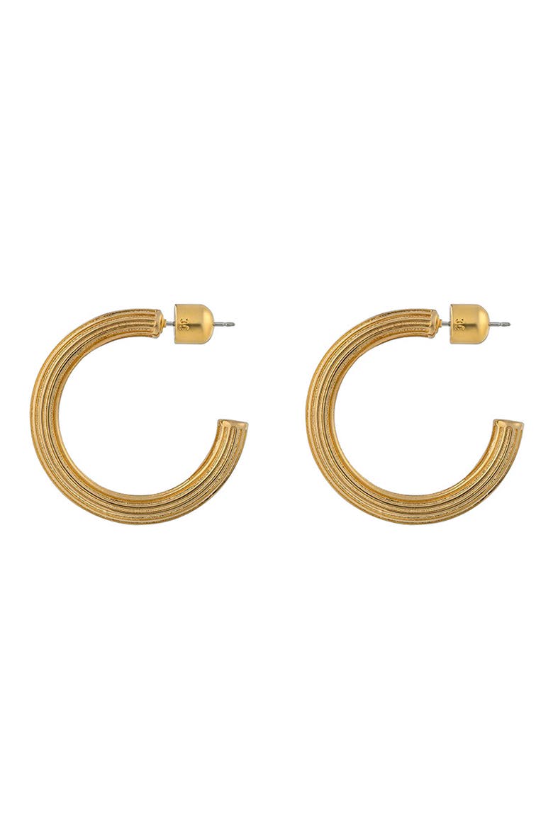Rib Hoop Earrings, Main, color, 14K GOLD