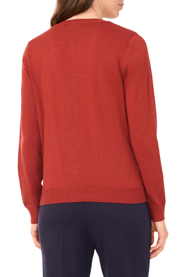 Crewneck Cardigan, Alternate, color, BURNT HENNA