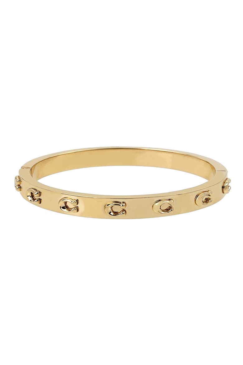 Signature C Hinge Bangle, Alternate, color, SHINY GOLD