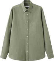 MANGO Regular Fit Stripe Button-Down Shirt