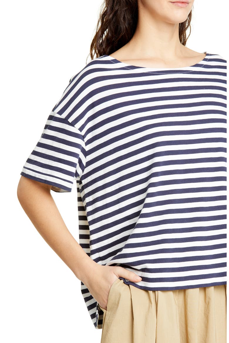 Stripe Slub Boxy Tee, Alternate, color, NAVY/ NATURAL