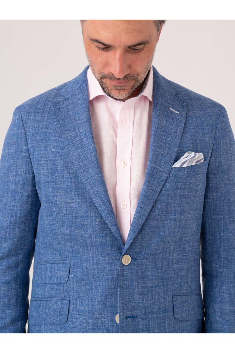 Linen Blend Blazer, Alternate, color, Blue