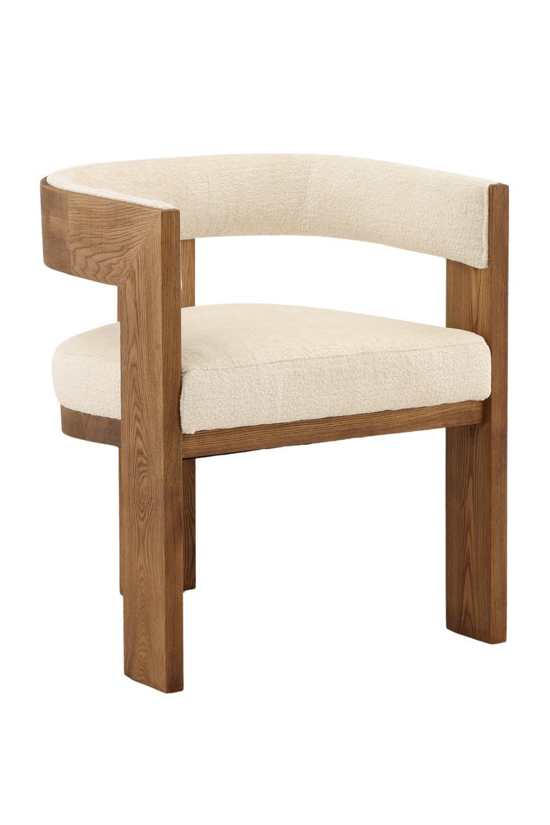 Nolan Chenille Upholstered Dining Chair with Ash Wood Frame, Main, color, Cream