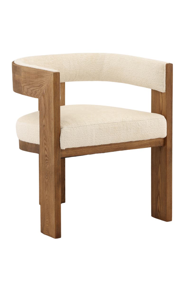 Dovetail Furniture Nolan Chenille Upholstered Dining Chair with Ash Wood Frame, Main, color, Cream