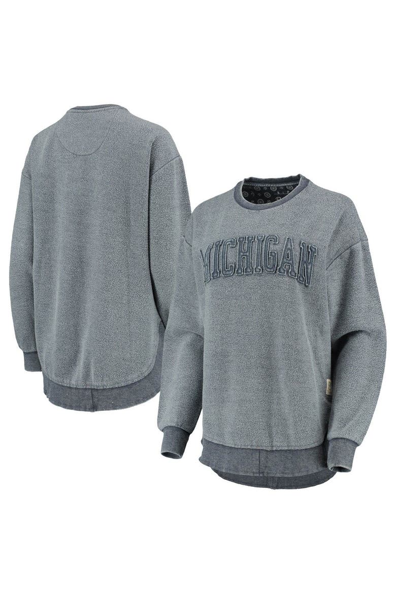 Women's Pressbox Navy Michigan Wolverines Ponchoville Pullover Sweatshirt, Main, color, Navy