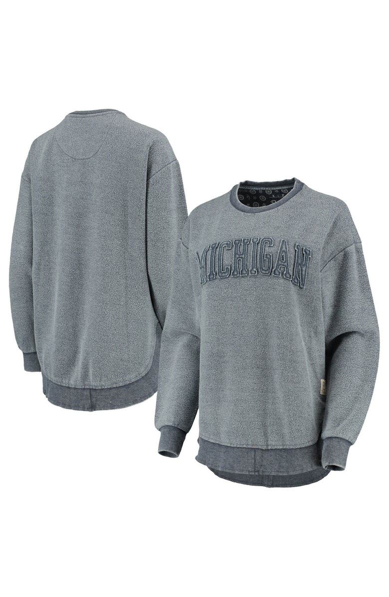 PRESSBOX Women's Pressbox Navy Michigan Wolverines Ponchoville Pullover Sweatshirt, Main, color, Navy