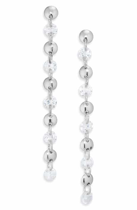 NORDSTROM RACK Floating Cubic Zirconia Disc Linear Earrings