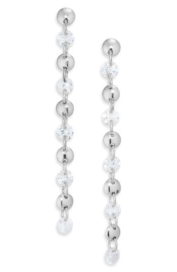 Nordstrom Rack Floating Cubic Zirconia Disc Linear Earrings In Metallic