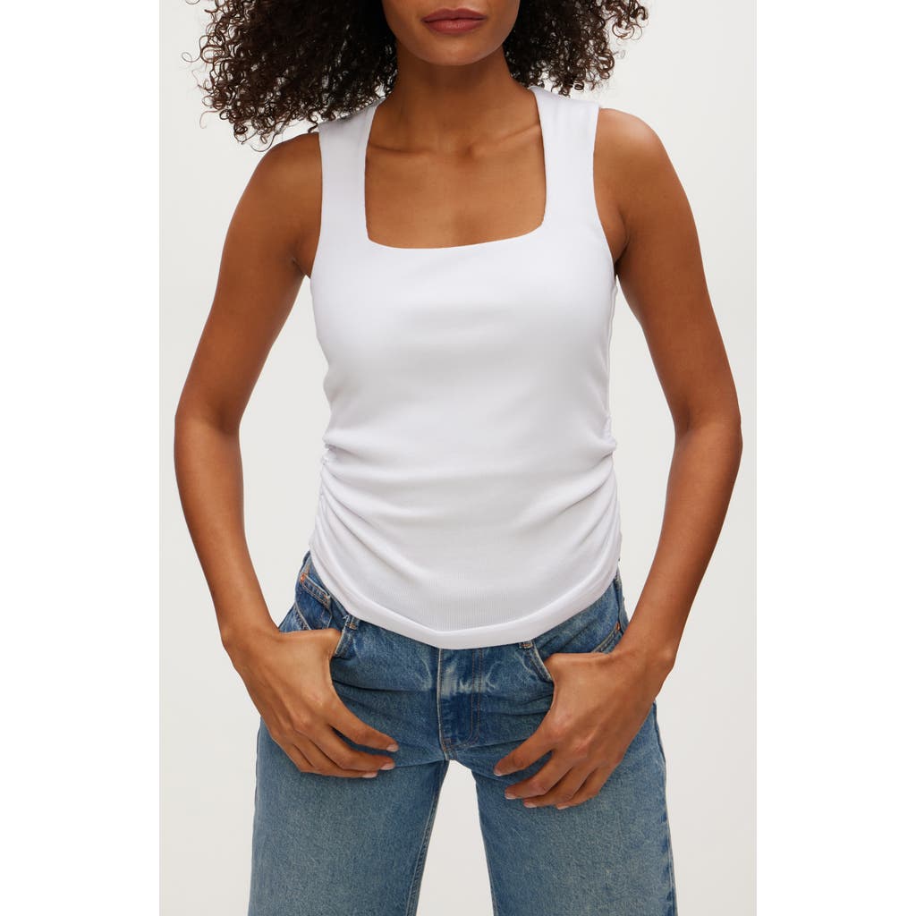 Michael Stars Maribel Square Neck Rib Tank In White