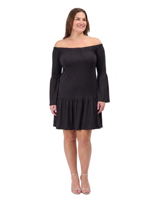24seven Comfort Elevate Curvy Off the Shoulder Bell Sleeve Mini Dress