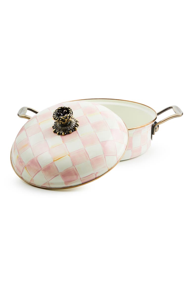 Rosy Check Enameled Steel 3-Quart Casserole Pan, Alternate, color, ROSY