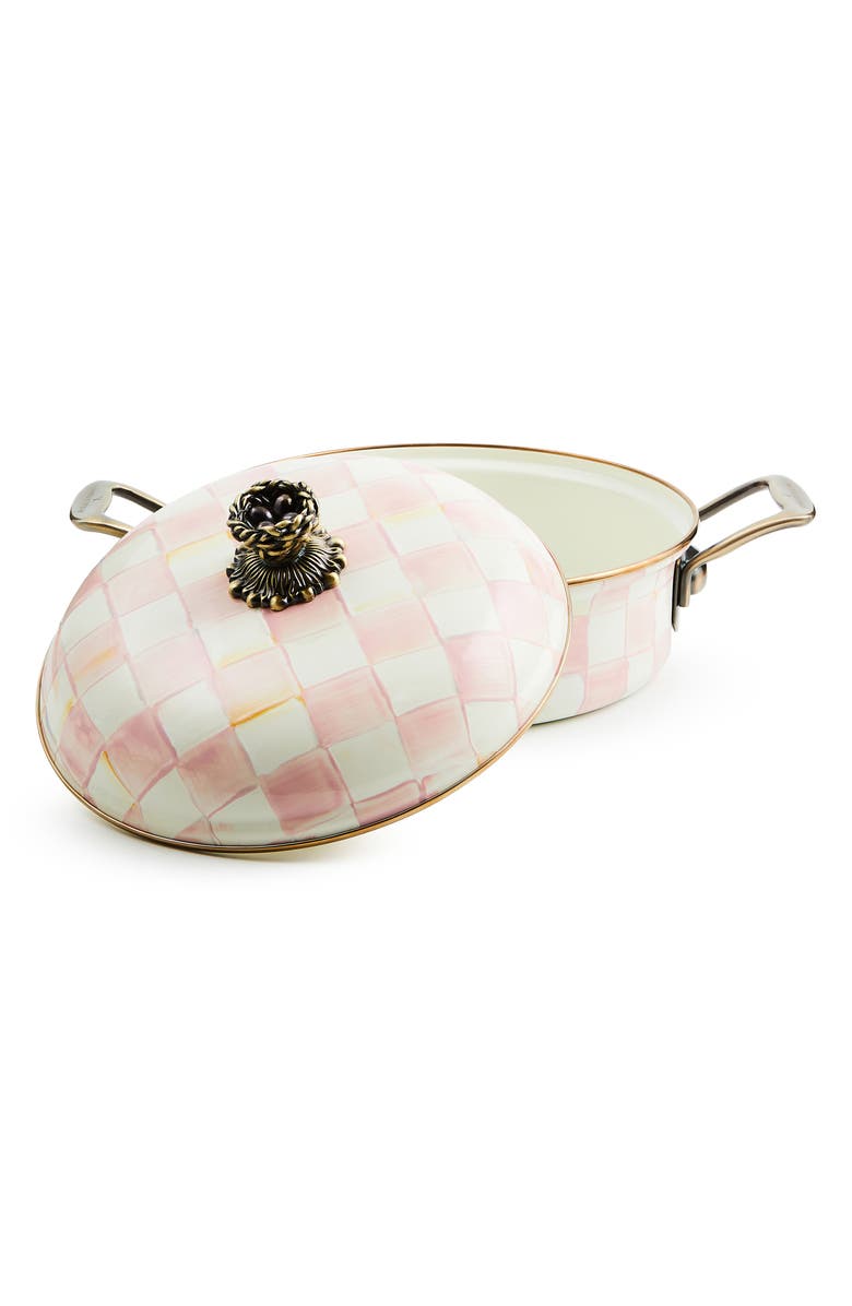 MACKENZIE CHILDS Rosy Check Enameled Steel 3-Quart Casserole Pan, Alternate, color, Rosy