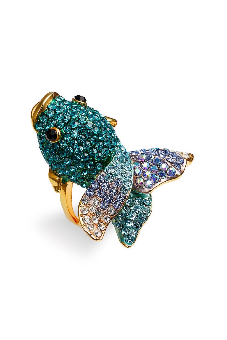 Accessories 'Critters' Blowfish Crystal Stretch Ring, Main, color, MULTI/ GOLD