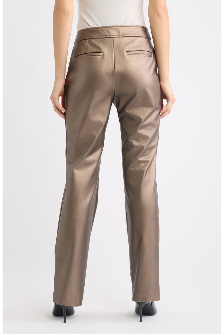 Metallic Faux Leather Bootleg Pants, Alternate, color, NATURAL CLAY METALLIC