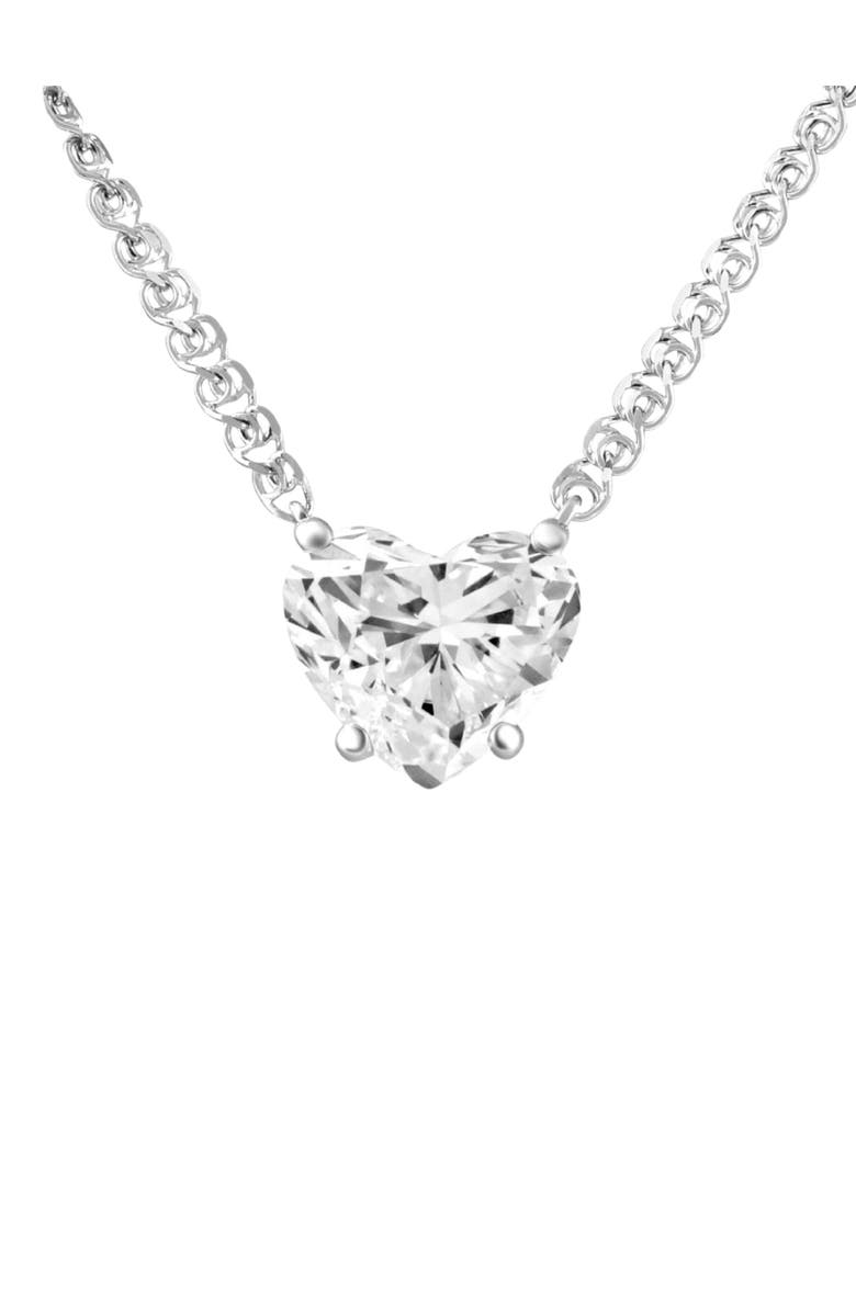 Bliss Diamond Certified 3Ct Heart Solitaire Diamond Pendant Necklace 14k Gold Lab Grown, Main, color, 14K White Gold