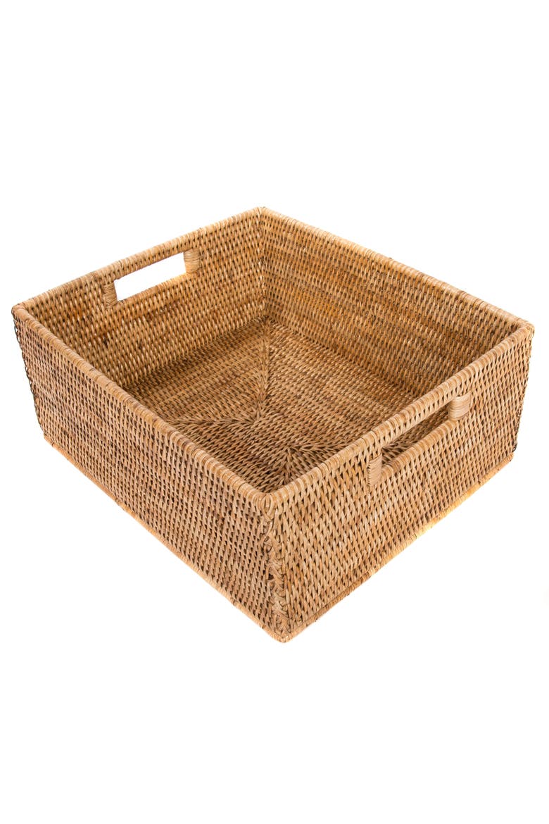 Artifacts Rattan Rectangular Storage Basket, Alternate, color, Honey Brown